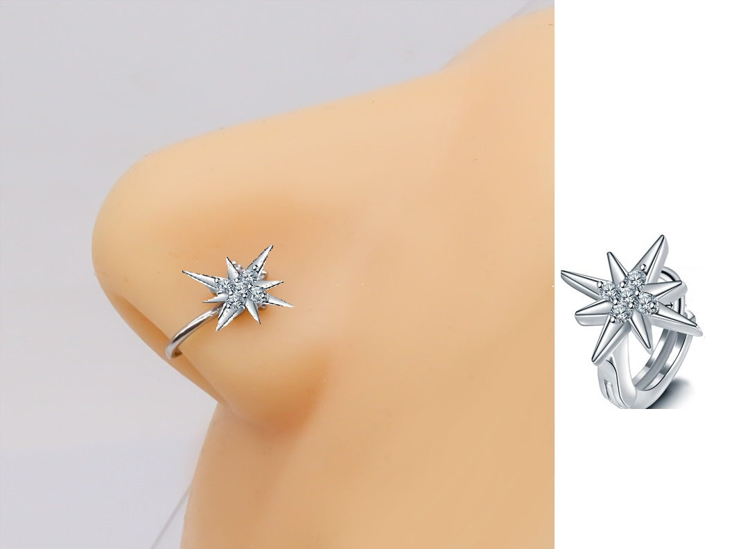 Piercing Thin Nose Ring 7 5mm Two Row Crystal Nostril Body Jewelry 1 Piece – Buy nose jewelry online in Pakistan