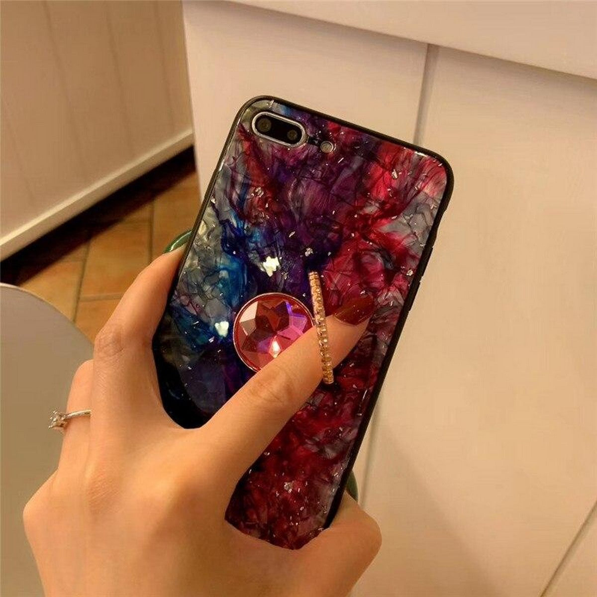Marble Styled Finger Ring Case Compatible for APPLE IPHONE X/XS – Accessories Online in Pakistan | Hanaya