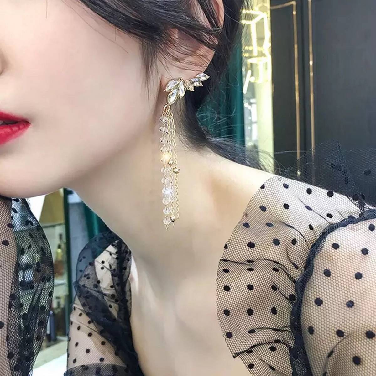 Pair Of High Quality Korean Tassel Ear Cuff Style & Elegant Stylish Earrings – Earrings Online in Pakistan | Hanaya
