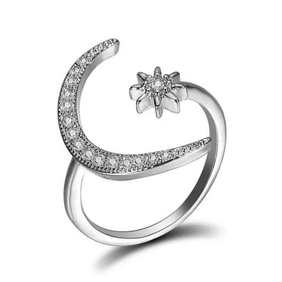 Trendy Star Moon Fashionable Crystal Ring for Women – Close Up – Accessories | Hanaya Pakistan