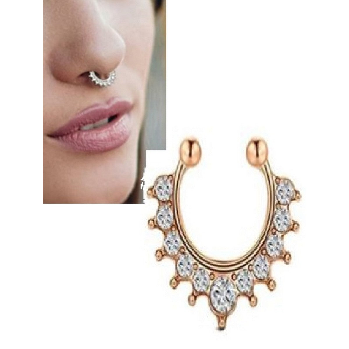 Adjustable Big Size Nose Septum Ring 1pc Fashion Body Jewelry – Nath Naak Ki Bali Nose Pin Body Jewelry Pakistan | Hanaya Store