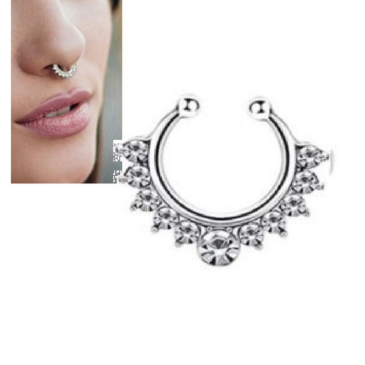 Adjustable Big Size Nose Septum Ring 1pc Fashion Body Jewelry – Nath Naak Ki Bali Nose Pin Body Jewelry Pakistan | Hanaya Store