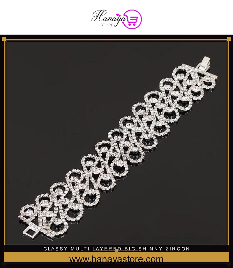 Classy Multi Layered Big Shinny Zircon Bracelet For Ladies -FREE Gift Box – Accessories Online in Pakistan | Hanaya
