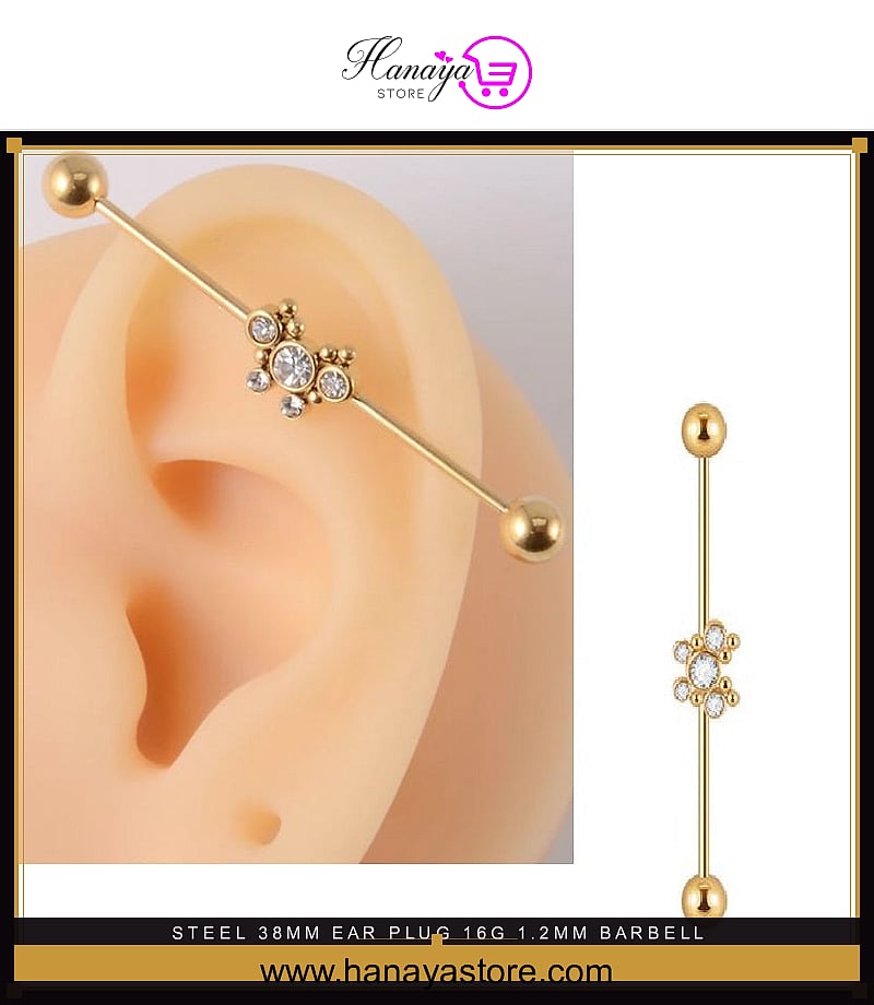 Steel 38mm Ear Plug 16G 1.2mm Barbell Piercing Industrial Cartilage Ear Jewelry for Piercing Enthusiasts – Earrings Online...