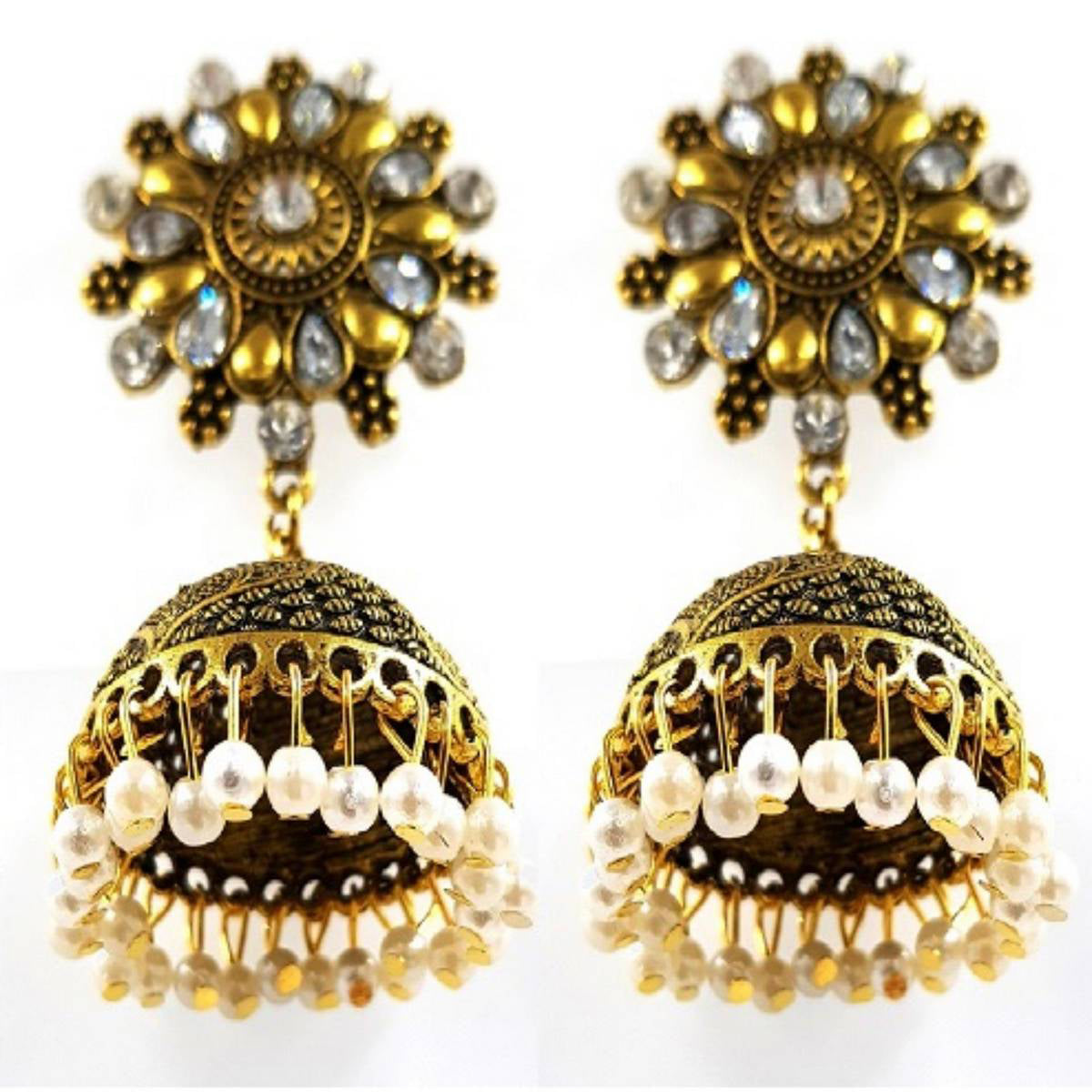 Antique Jhumka Earrings Meenakari Vintage Earrings Kundan Pearl Polki traditional Style -FREE Gift Box – Earrings Online i...