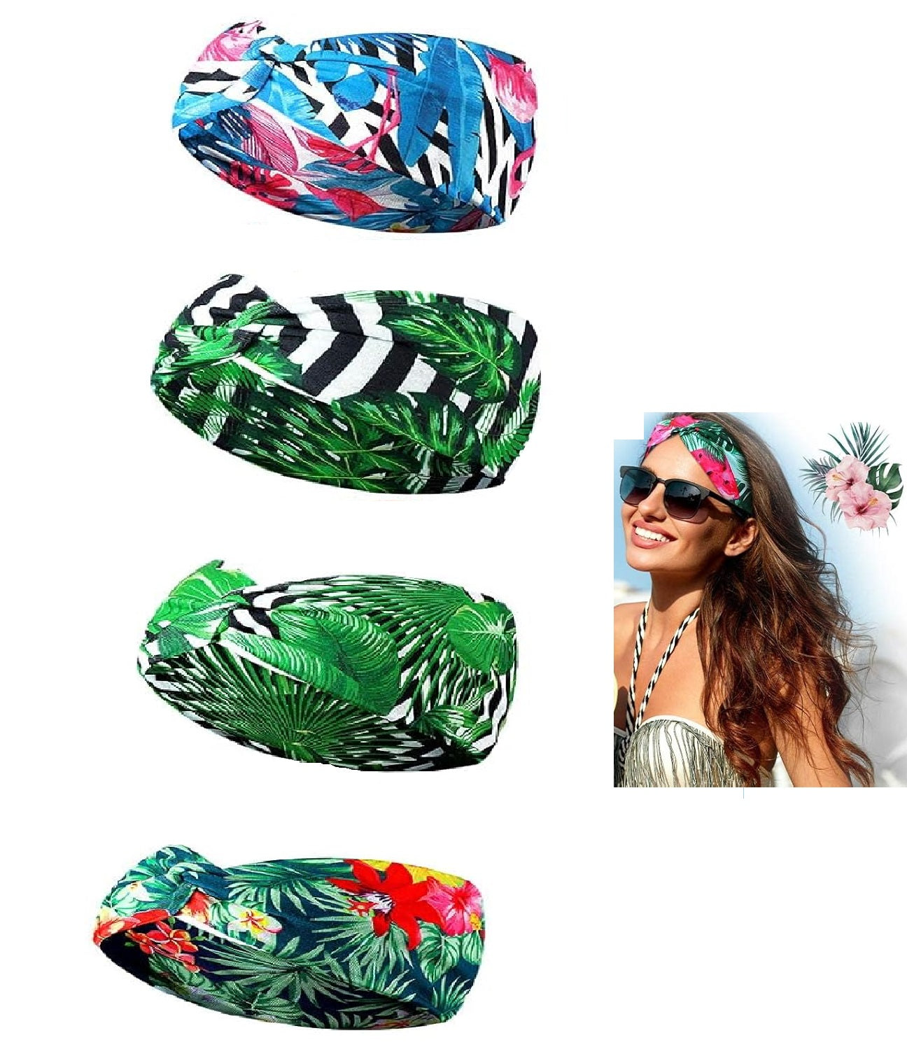 Bohemian Yoga Headband for Women – Wide Elastic Sports Hairband, Non-Slip Workout Bandana, Cashew Flower Print Hair Accessory, Stretchy Fitness Headwear