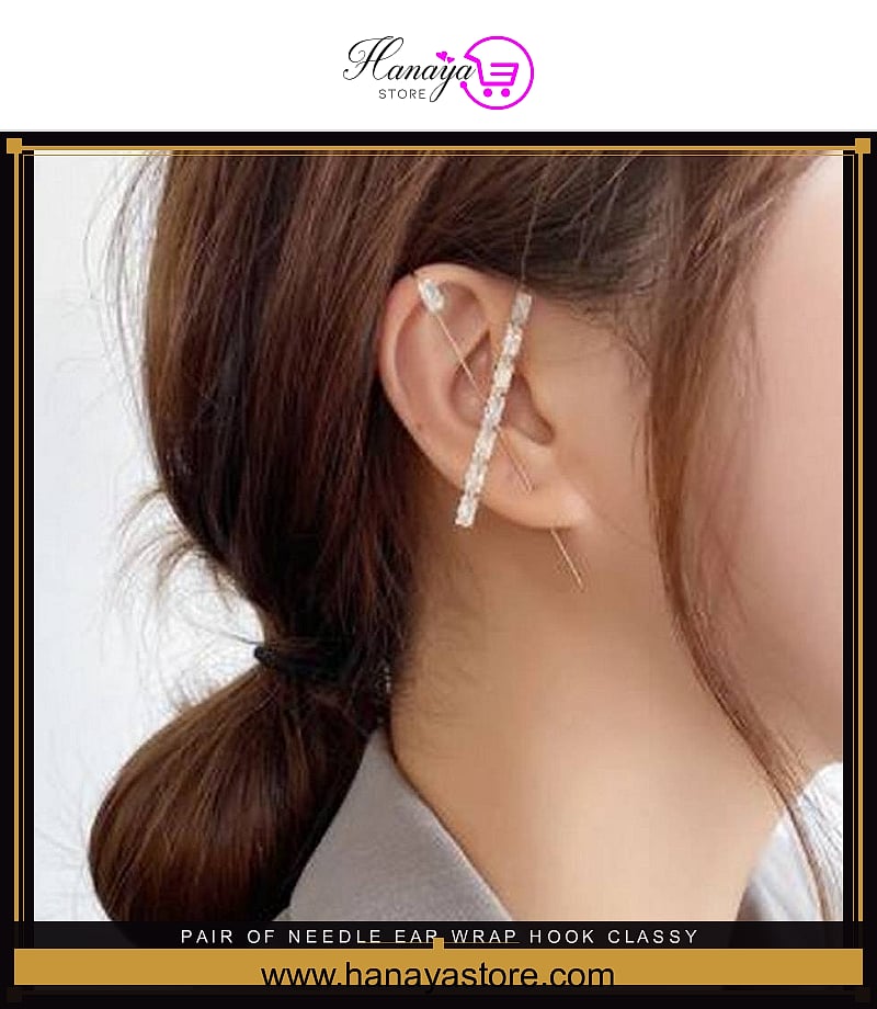 Pair of Needle Ear Wrap Hook Classy Royal Party Trendy Earring