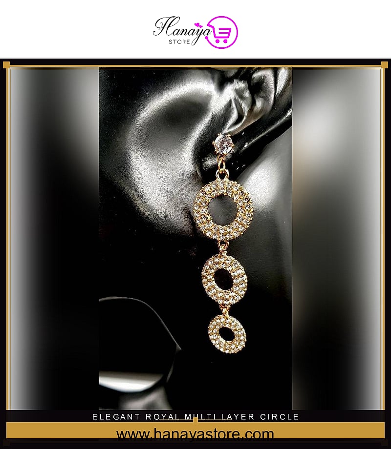 Elegant Royal Multi Layer Circle Crystal Elegant Drop Earring – Earrings Online in Pakistan | Hanaya