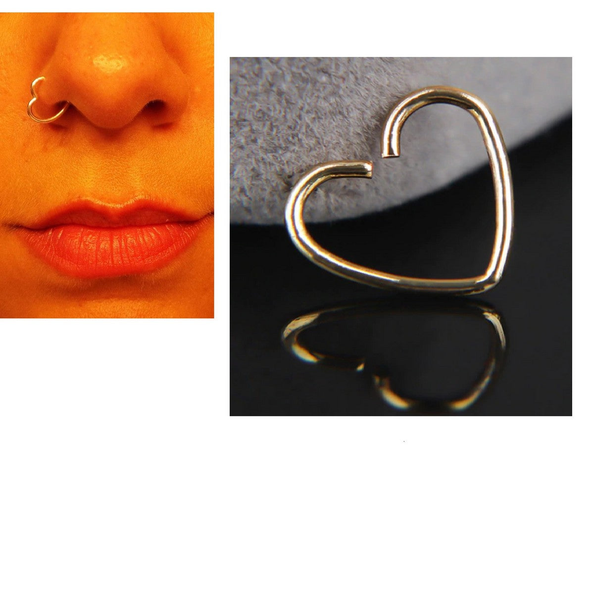 Steel Piercing Nose Pin 1pc 8mm Helix 0 8mm Heart Nostril Body Jewelry – Image 3 of 5