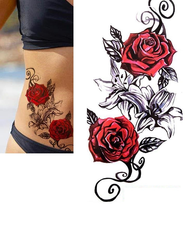 Waterproof Temporary Tattoo Sticker butterfly flower rose fake hand tattoo leg tattoo neck tattoo wrist tattoo thigh tattoo back tattoo arm tattoo foot tattoo Mehndi Henna