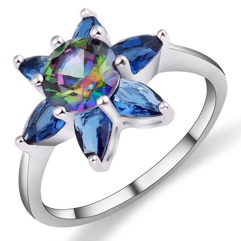 Trendy High Class Sea Green Blue Color Gem CZ Ring For Women – Accessories Online in Pakistan | Hanaya