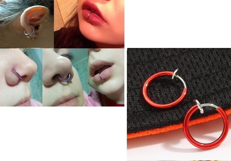 Pair of Fake 13mm Lip Nose Ear Stud Body Jewelry – Image 3 of 4