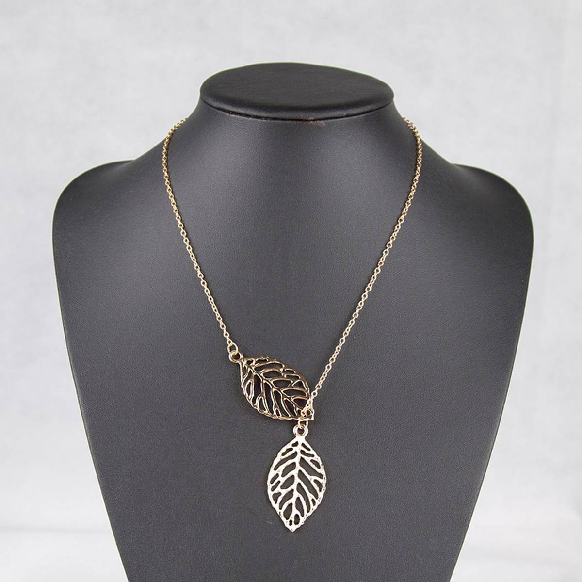 Trendy Two Leaf Classy Elegant Necklace – Close Up – Accessories | Hanaya Pakistan