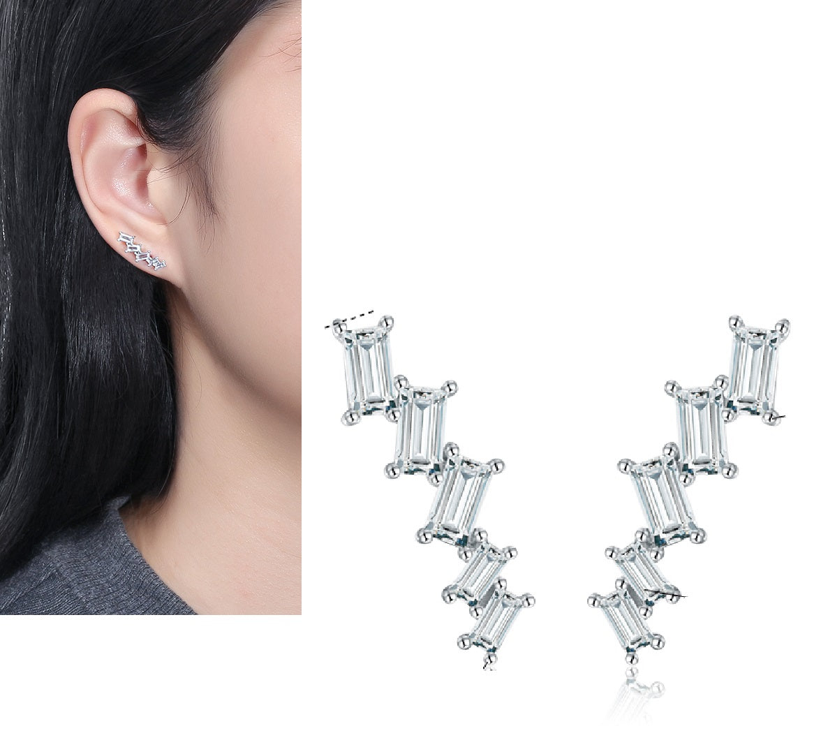 Original 18mm Sterling Silver S925 Korean Trendy Crystals 4A CZ Elegant Earring – Earrings Online in Pakistan | Hanaya