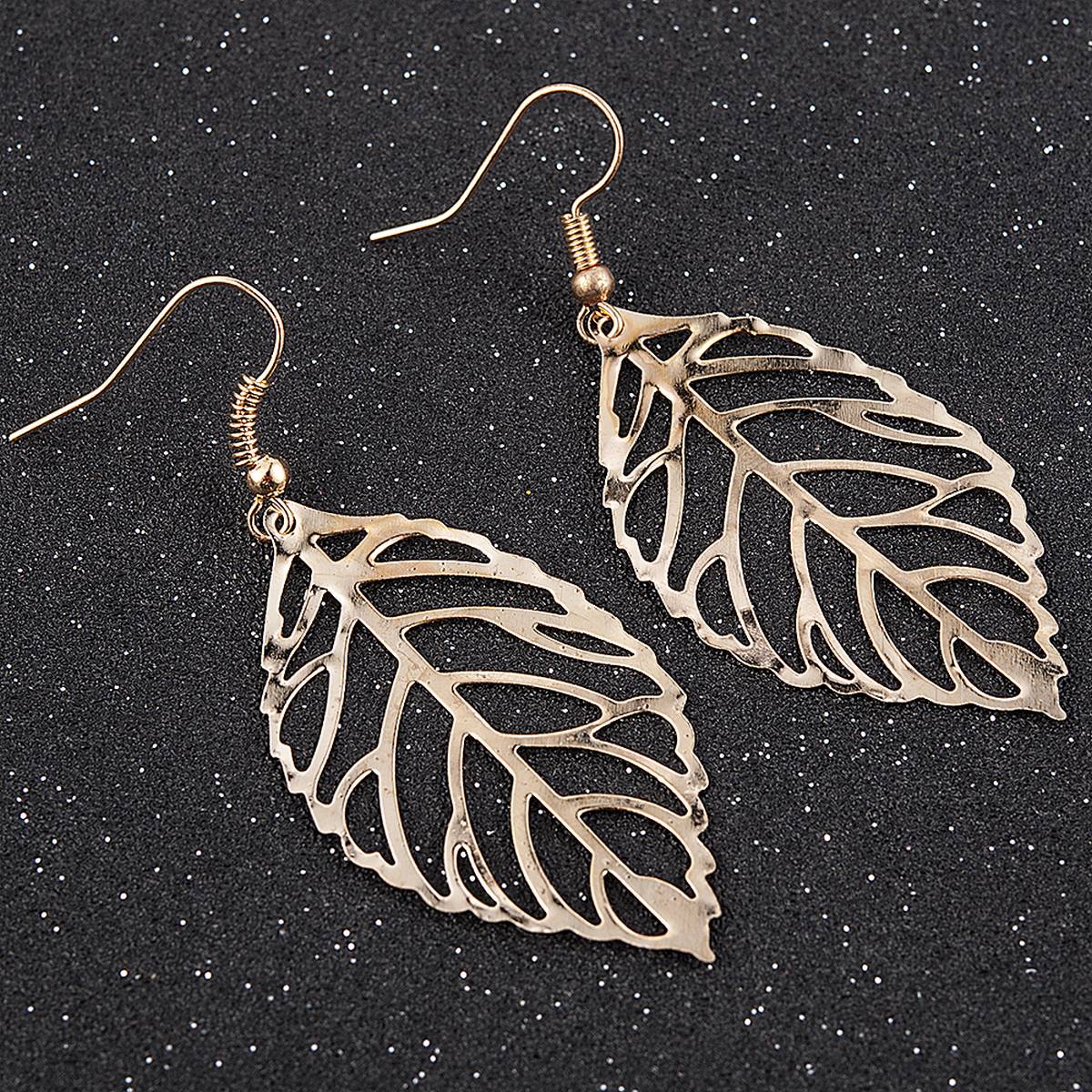 Unique Classy Leaf Light Weight Trendy Fashionable Earrings – Image 2 of 4