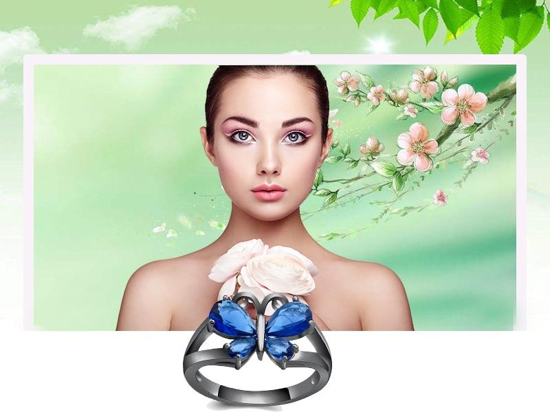 Trendy High Class ButtrFly Blue Color Gem CZ Ring For Women - Size 17 & 17.5 – Accessories Online in Pakistan | Hanaya