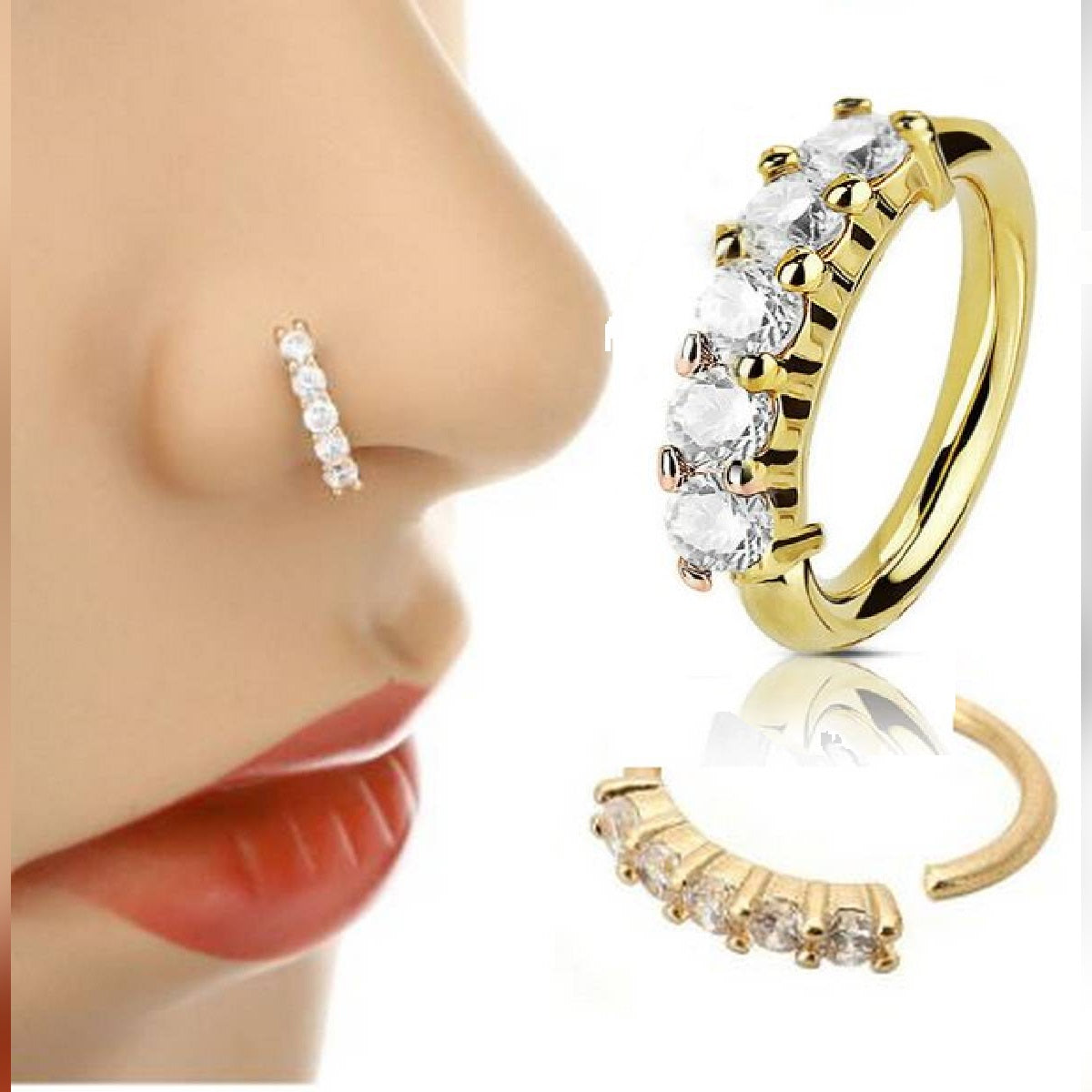 Piercing 8mm Thin Nose Ring Nostril Body Jewelry 1 Piece – Buy nose jewelry online in Pakistan