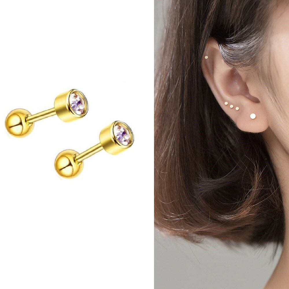 2-Piece Stainless Steel 4mm Ear Plug – Piercing Barbell Cartilage Jewelry – Earrings Online in Pakistan | Hanaya