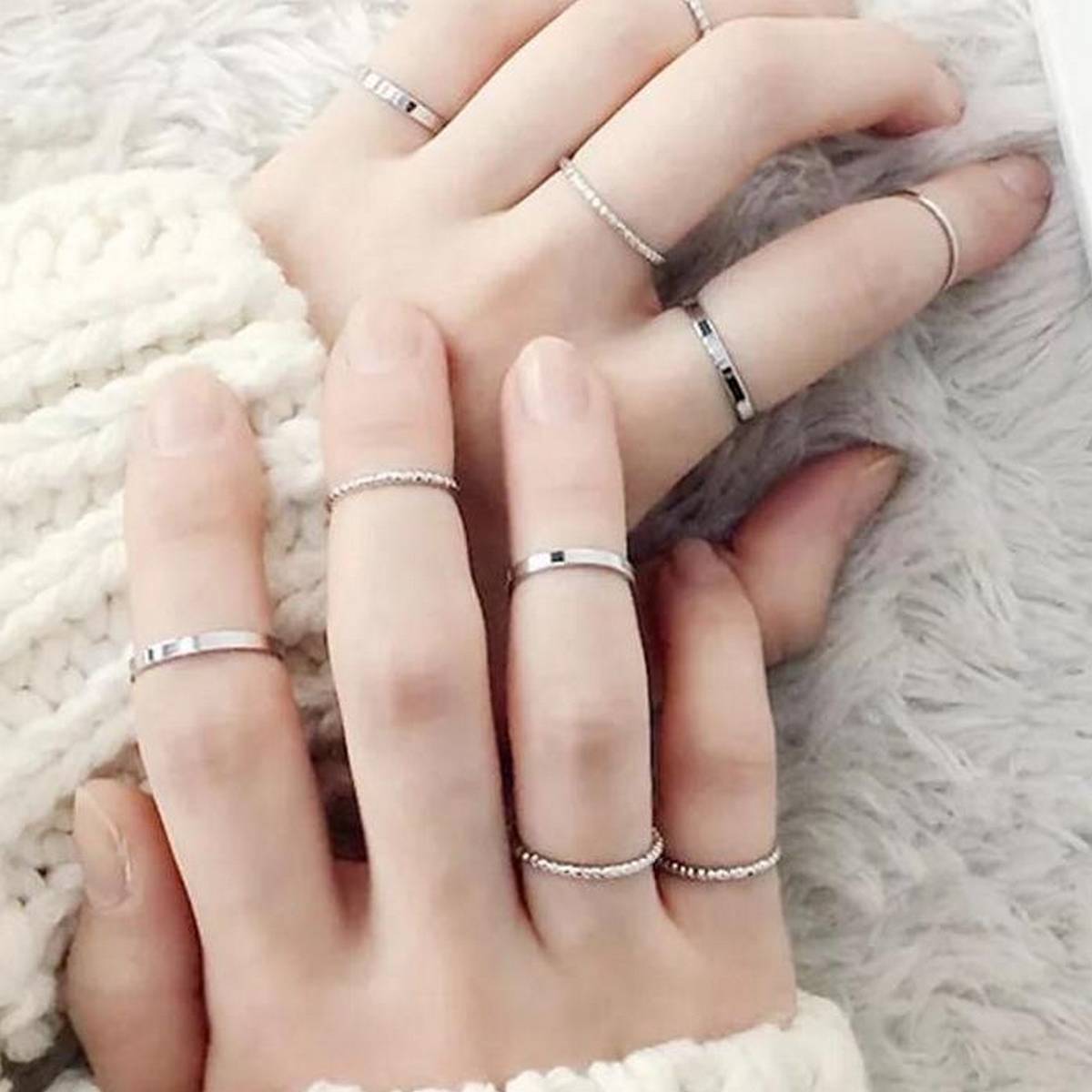 Pack of 10 Trendy Classy Rings Mix Size for Upper Lower and Middle part of Fingers - IN BOX – Close Up – Accessories | Han...