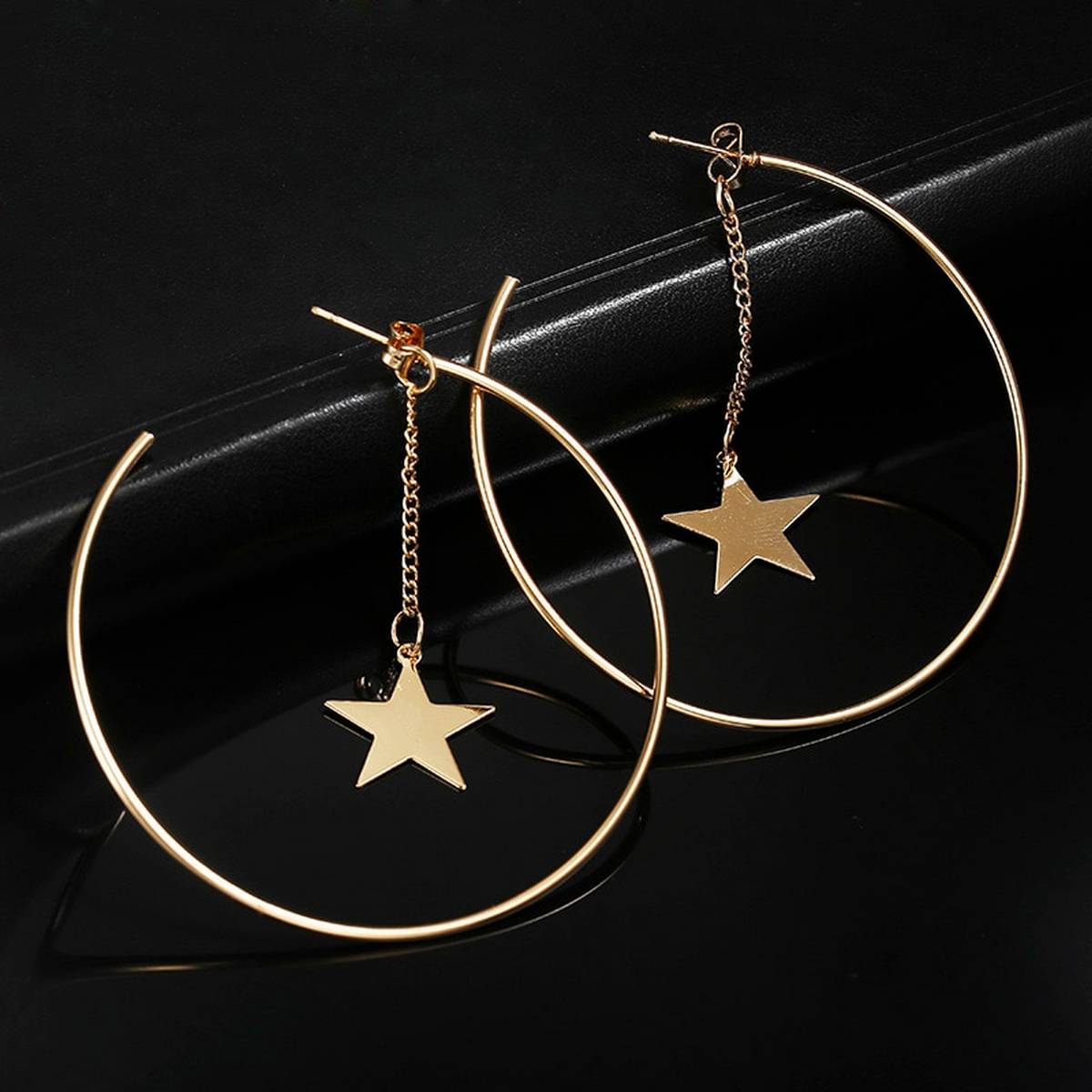 Classy Elegant Unique Fashionable Star Inside Circle Drop Earring – Earrings Online in Pakistan | Hanaya