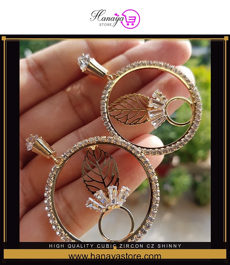 High Quality Cubic Zircon CZ Shinny Round Hoop Party Wedding Trendy Earring – Earrings Online in Pakistan | Hanaya