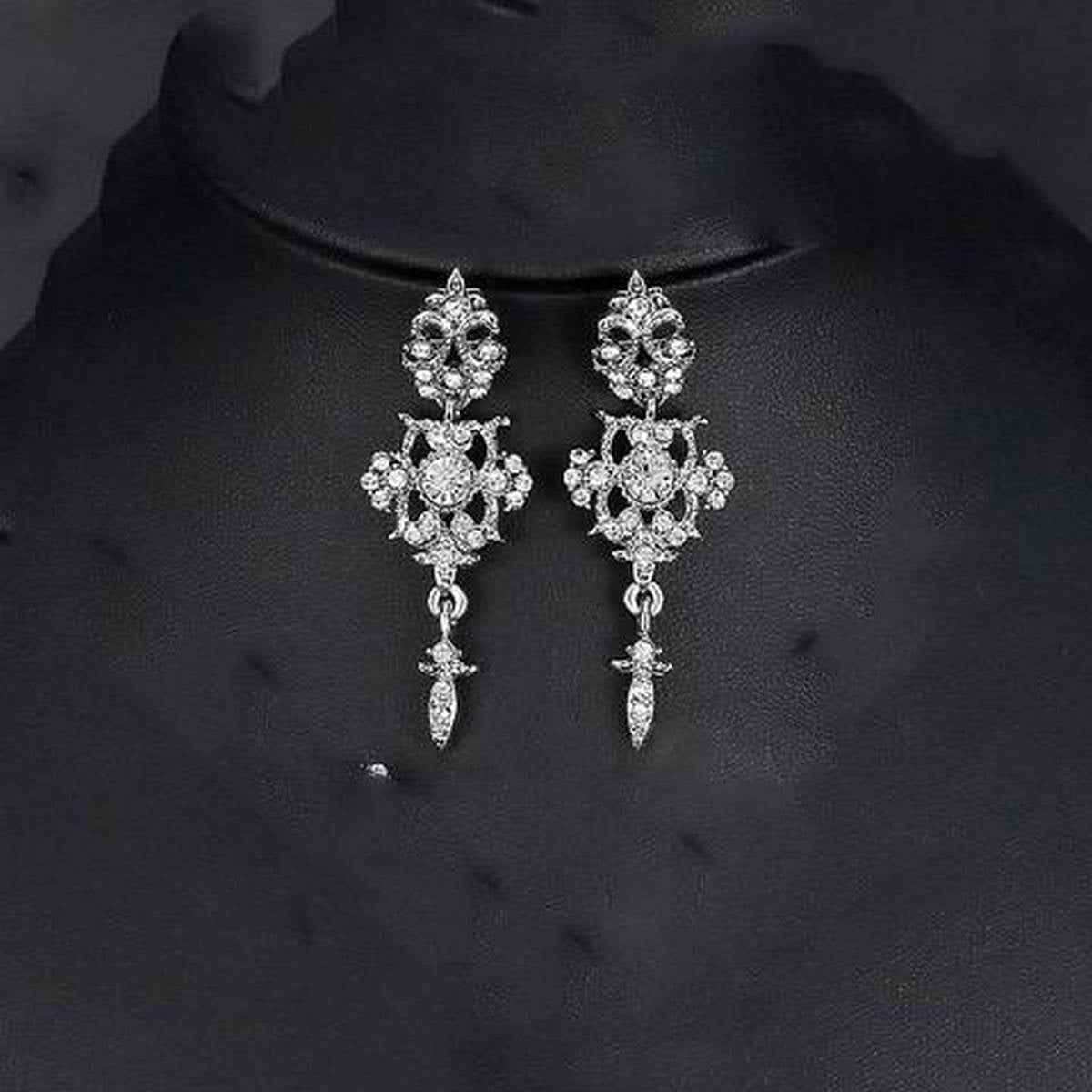 Trendy Silver Plated Zircon Drop Earring – Earrings Online in Pakistan | Hanaya