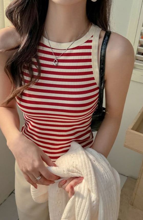 One Size Premium Quality Women Fishnet Bodycon Crop Top Ribbed Stretch Sleeveless One Size Fits All Trendy Slim Fit Party ...
