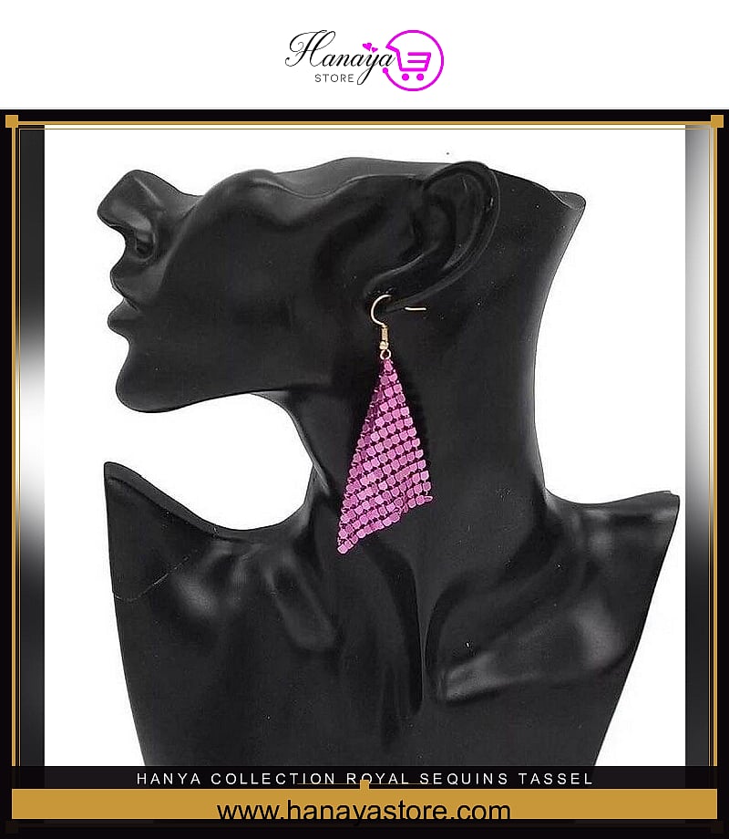 Hanya Collection Royal Sequins Tassel Crystal Trendy Earring – Accessories Online in Pakistan | Hanaya