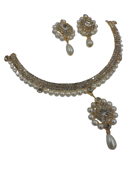Trendy Classy Fully Crystal Crystal Earring & Necklace Jewelry Set – Image 2 of 4