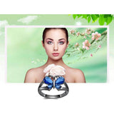 Trendy High Class ButtrFly Blue Color Gem CZ Ring For Women - Size 17 & 17.5 – Close Up – Accessories | Hanaya Pakistan