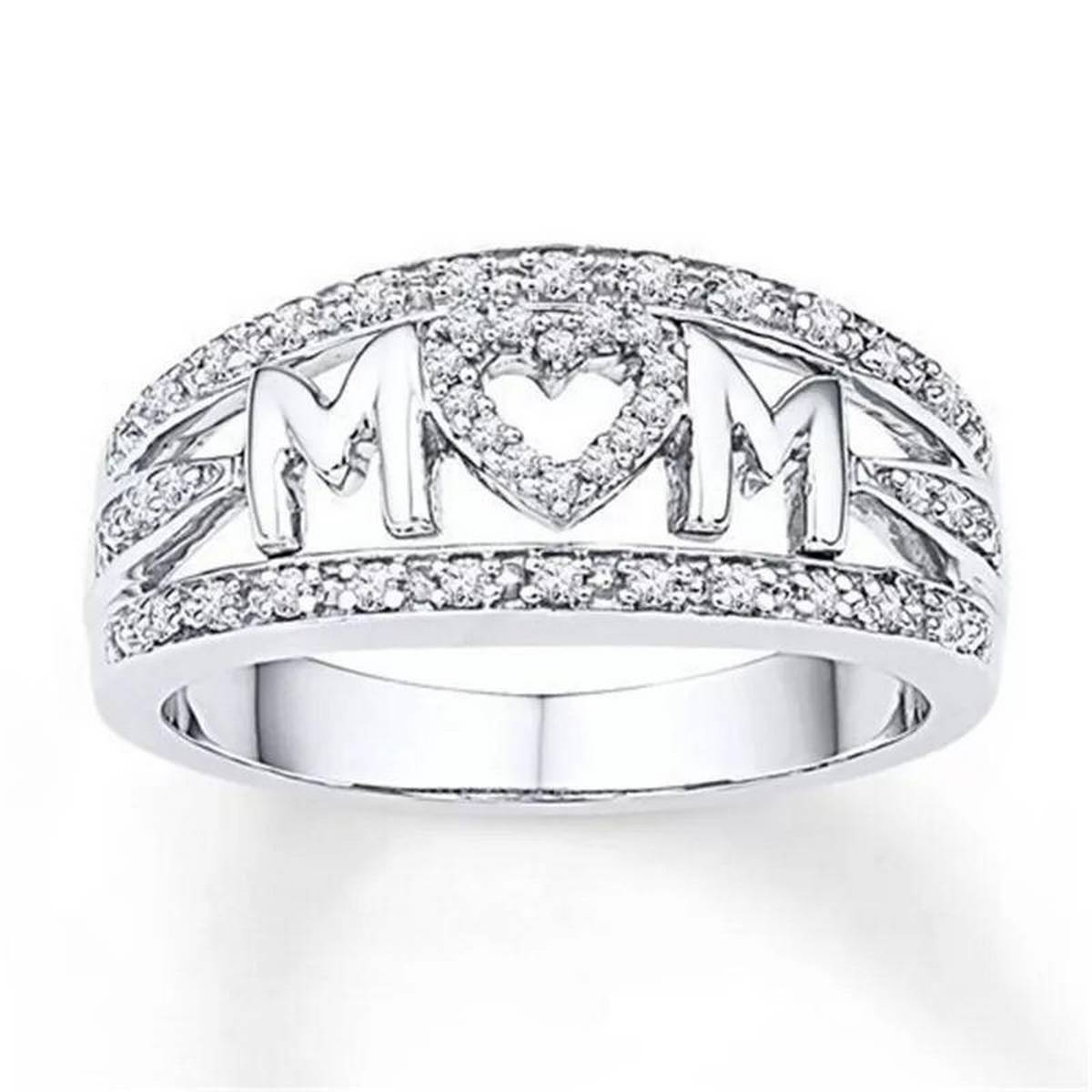 Trendy High Class Mom Love Gem CZ Ring For Women - 18 Size – Close Up – Accessories | Hanaya Pakistan