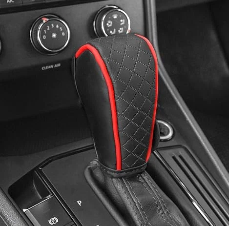 Car Gear Shift Handle Cover PU Leather Non-Slip Wear-resistant Shift Knob Decor Protective Cover Universal Car Interior Ac...