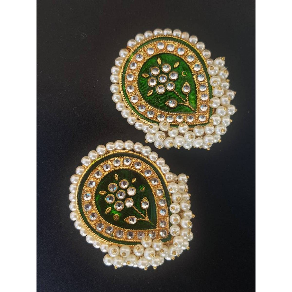 Big Antique Vintage Meenakari Handmade Elegant Earrings – Close Up – Earrings | Hanaya Pakistan
