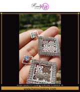 High Quality Cubic Zircon Flower in Square Party Wedding Classy Trendy Earring – Earrings Online in Pakistan | Hanaya