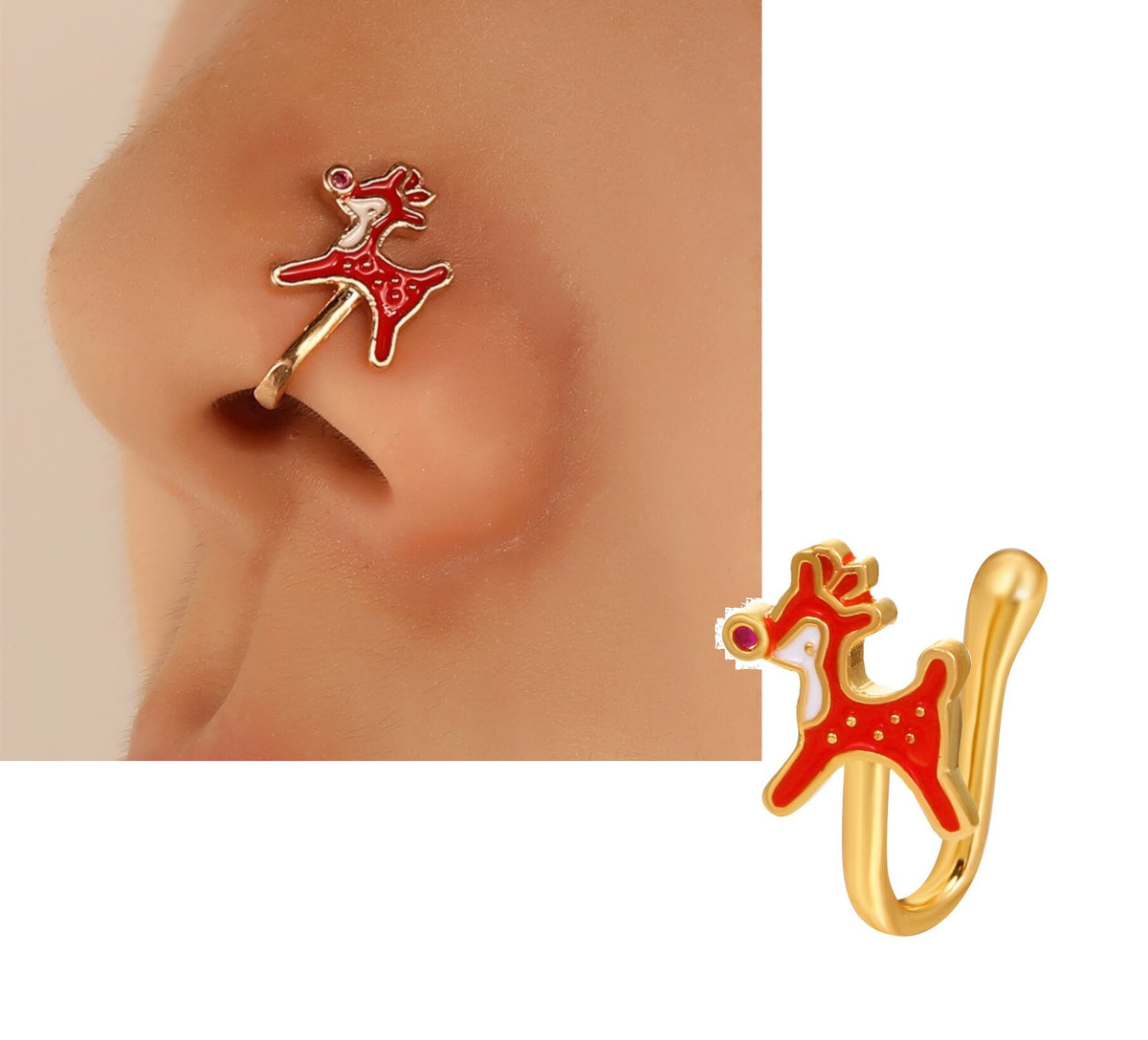 Fashion Clip On Heart Nose Pin Non Piercing Adjustable Nostril Ring – Nose Jewelry Online in Pakistan | Hanaya