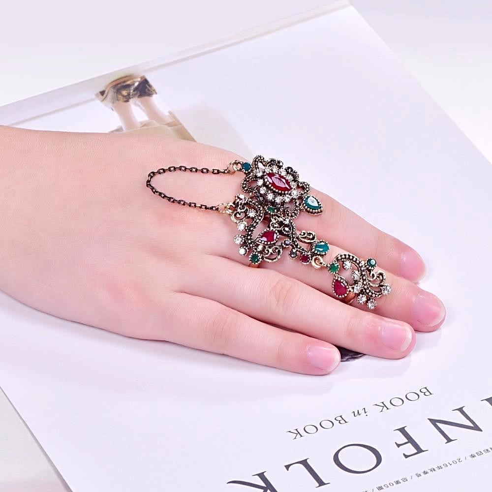 Luxury Trendy Turkish Jewelry 2Pcs Ring Sets Vintage Crystal Women Ring -FREE Gift Box – Close Up – Accessories | Hanaya P...
