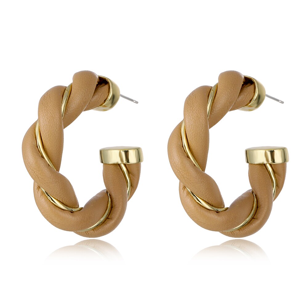 Faux Leather Twist Hoop Earrings – Trendy & Stylish Jewelry for Girls – Earrings Online in Pakistan | Hanaya