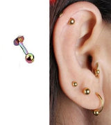 DAITH 2 Pieces Cartilage 4mm TRAGUS LOBE Long Helix 1.2mm Stud SNUG ORBITAL Labret HELIX ROOK Tragus Piercing Steel Earrin...