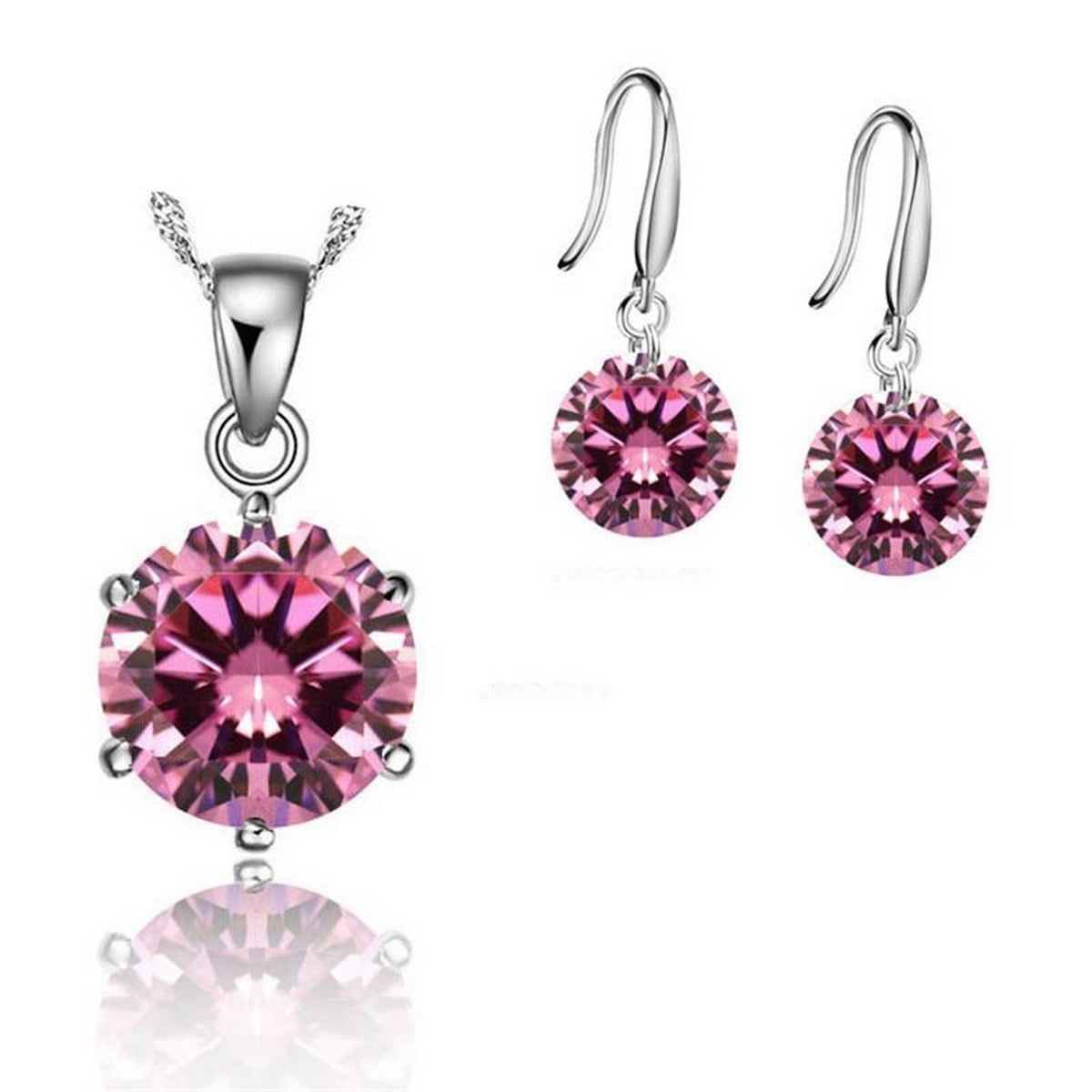 925 stamped crystal colorful necklace and earrings set – luxury romantic bridal jewelry Pakistan – Hanaya Store