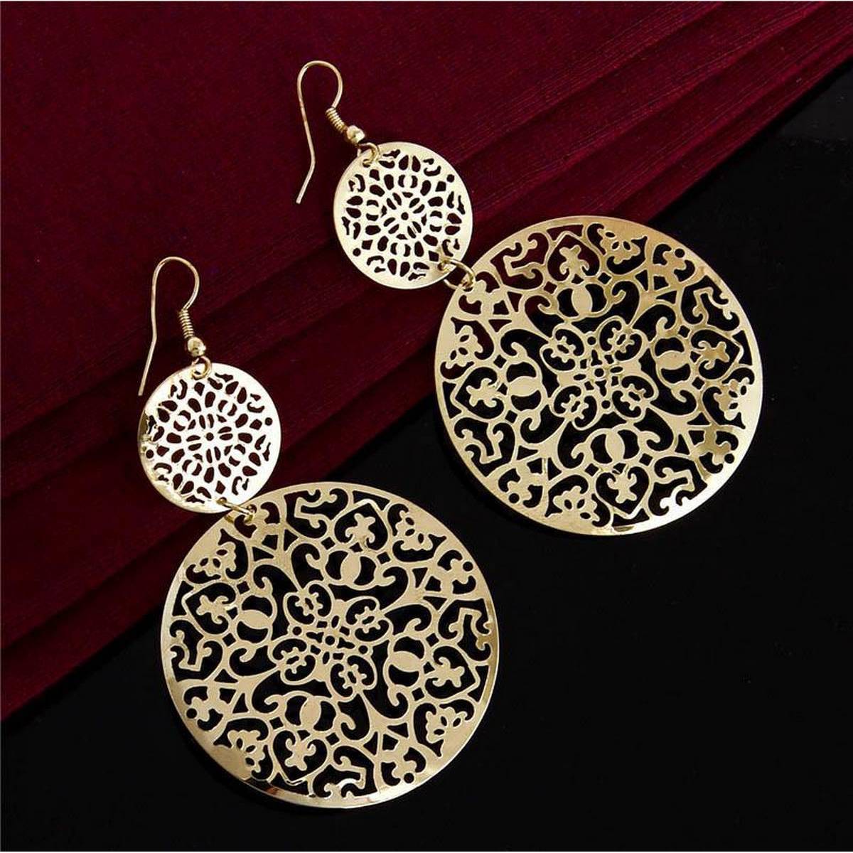 Trendy Light Weight Hollow Round Shape Dangle Earring – Earrings Online in Pakistan | Hanaya