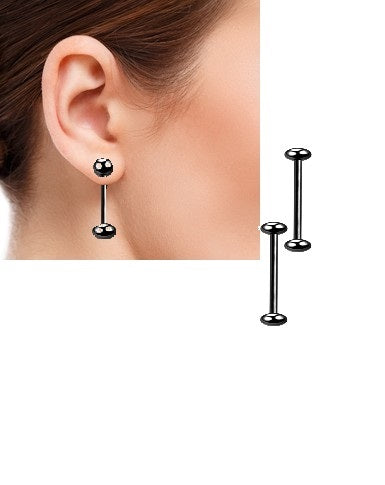 Classy 10MM Small Thick 1.6MM Front Back Trendy Elegant Earrings Pair – View 4 – Earrings | Hanaya Pakistan