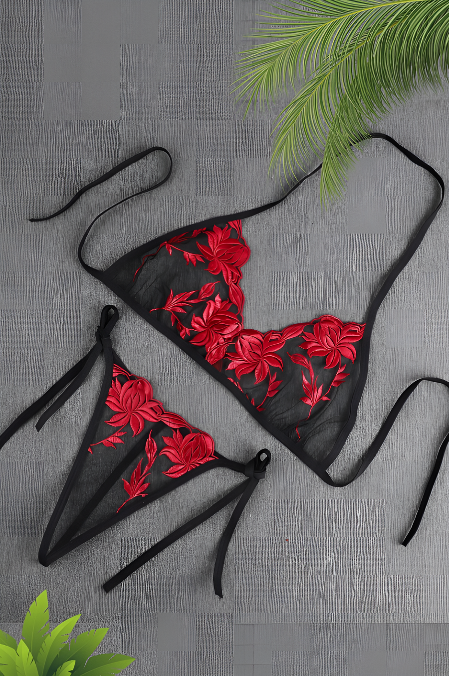 One Size (Fits:30-70 KGS) Premium Sleepwear Bridal Wear Bra Set Lingerie Set Women Underwear Bikini Three-point Set (weight:30-70 KGS) – Image 2 of 2