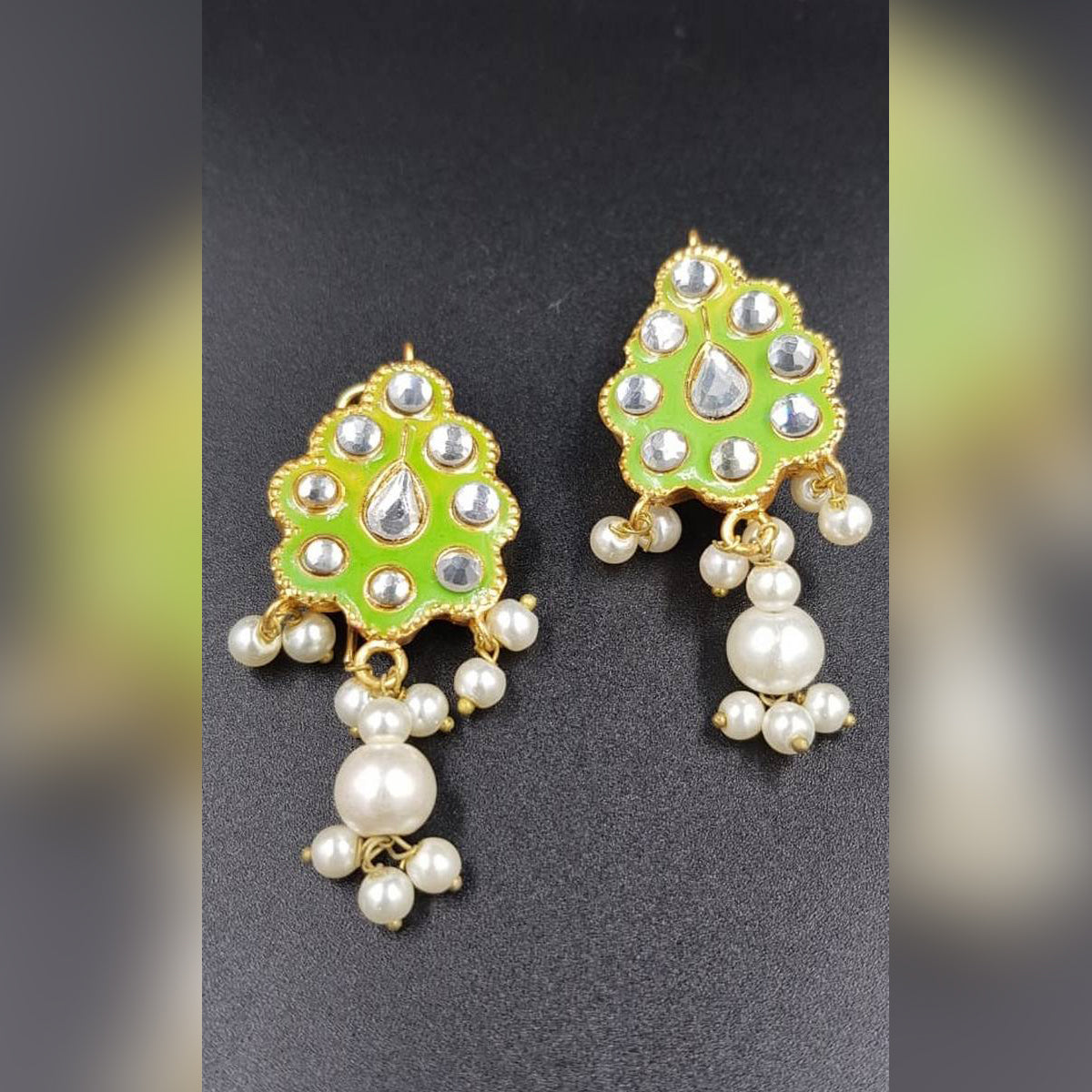 Trendy Small Traditional Irregular Shape Elegant Royal Earring – Close Up – Earrings | Hanaya Pakistan