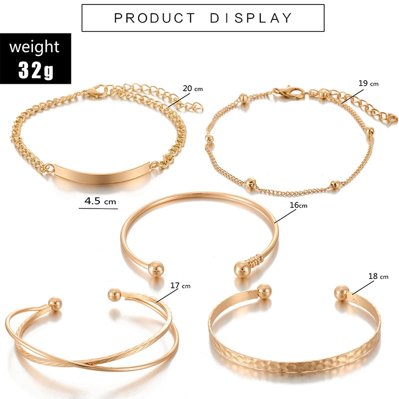 Trendy Classy 5 Pieces Set Antique Adjustable Bracelets – Image 3 of 3