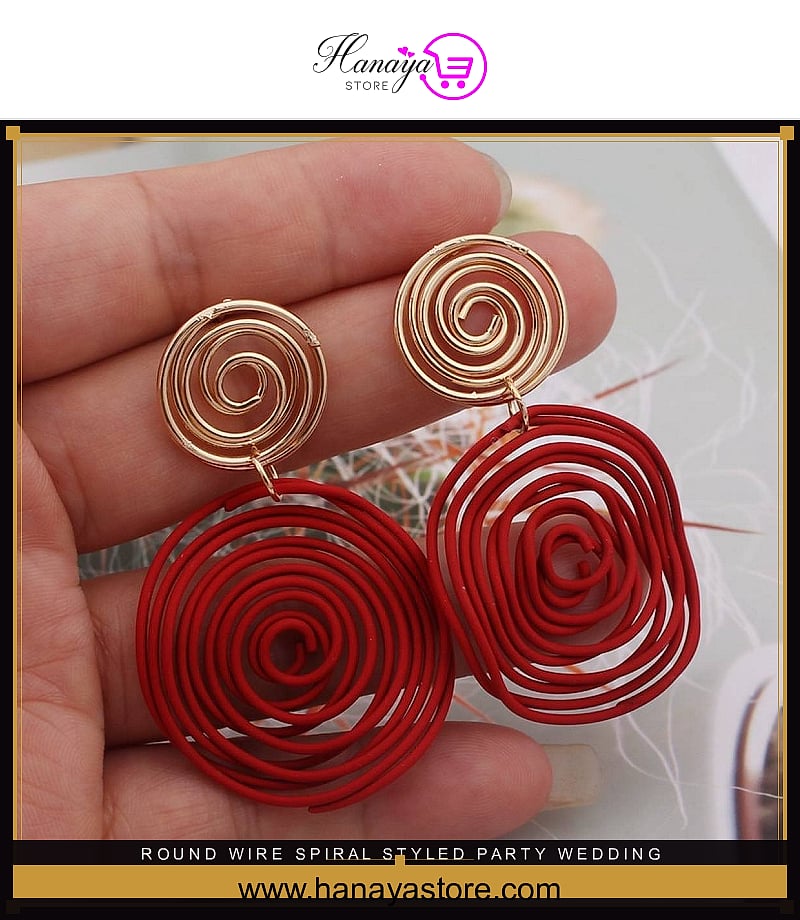 Round Wire Spiral Styled Party Wedding Trendy Earring – Earrings Online in Pakistan | Hanaya