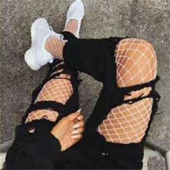 Women Lace Full Socks Mesh Holes Stretchable Long Stockings – View 4 – Accessories | Hanaya Pakistan