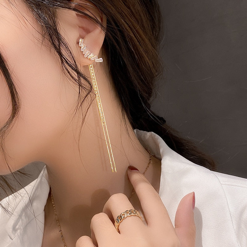 Pair Of High Quality Korean Zircon Elegant Stylish Fashion Earring For Girl – Accessories Online in Pakistan | Hanaya
