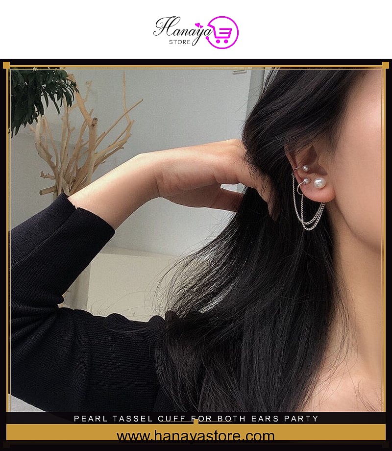 Pearl Tassel Cuff For Both Ears Party Wedding Earring Girls – Earrings Online in Pakistan | Hanaya