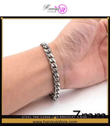 Steel 7mm Cuban Link Bracelet 4 Side – bracelet Online in Pakistan | Hanaya