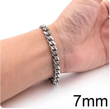 Steel 7mm Cuban Link Bracelet 4 Side – bracelet Online in Pakistan | Hanaya